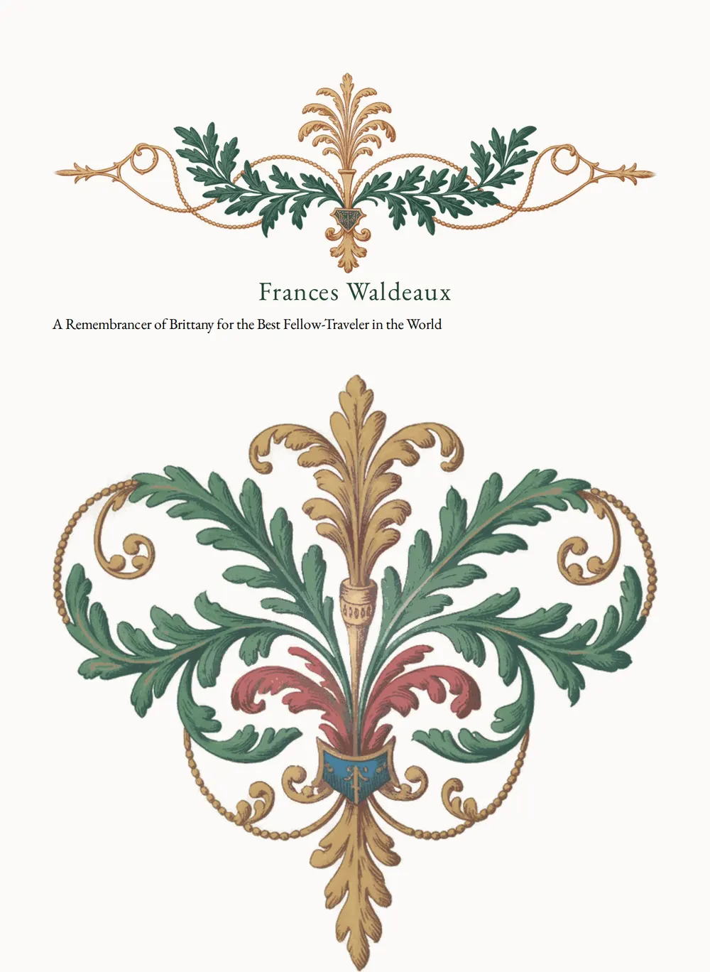A page of Frances Waldeaux as set for this edition