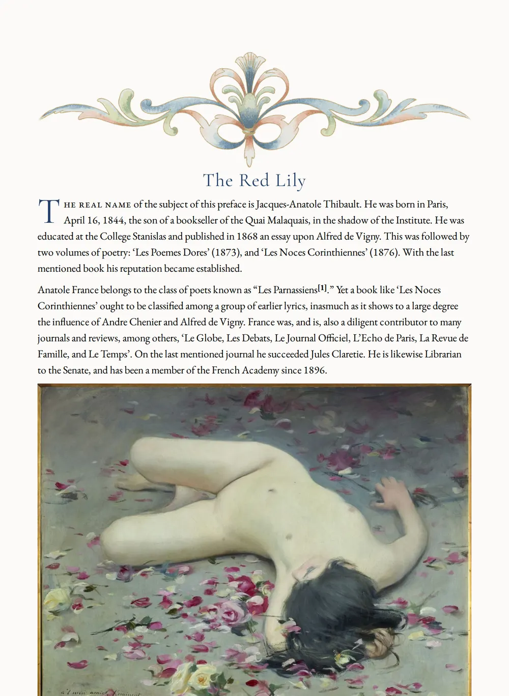 A page of The Red Lily as set for this edition