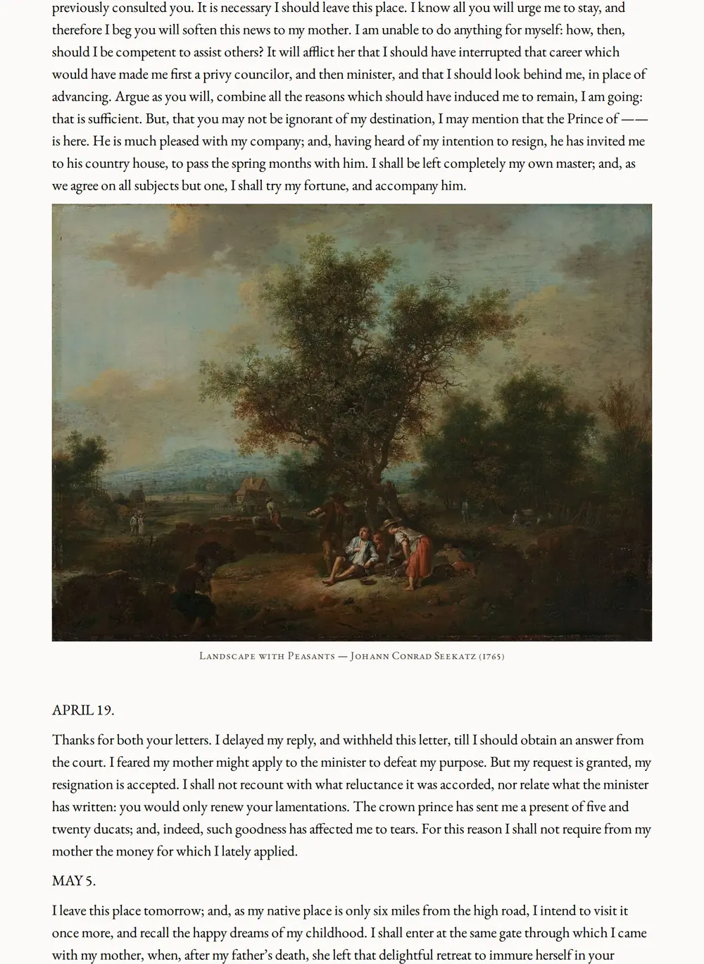 A page of The Sorrows of Young Werther as set for this edition