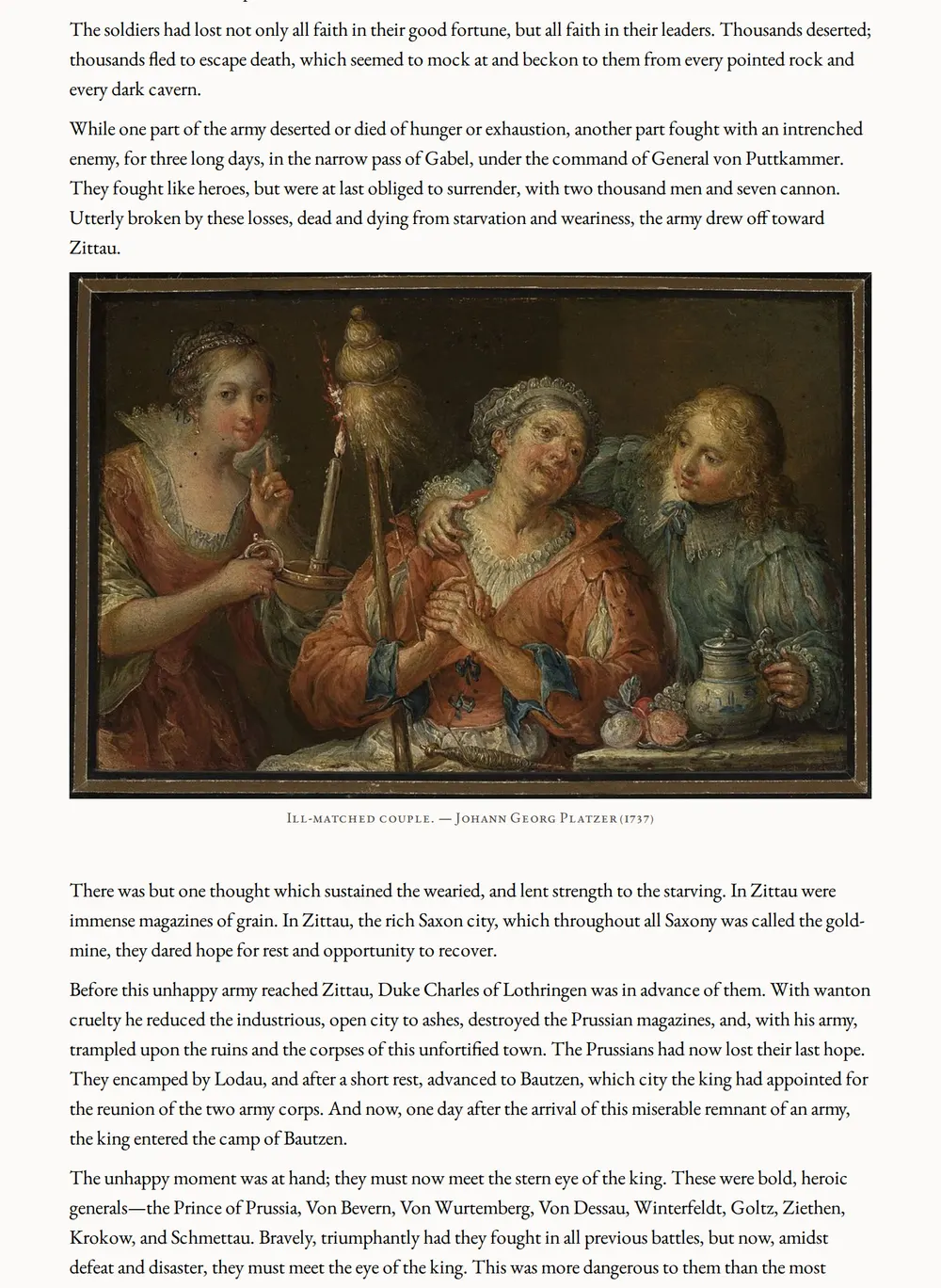 A page of Frederick the Great and His Family as set for this edition