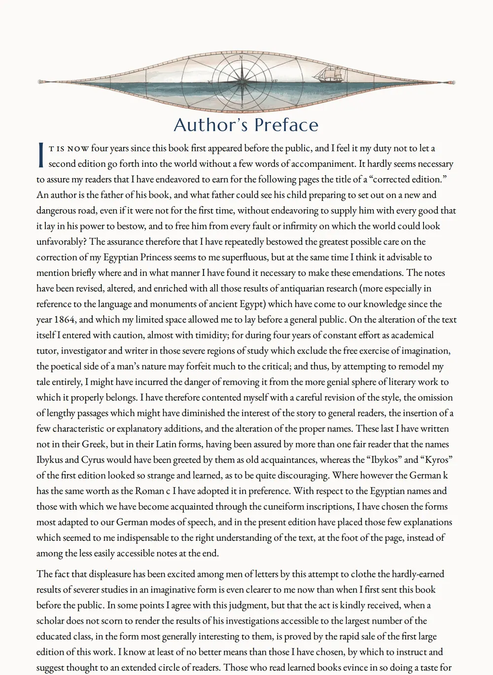 A page of An Egyptian Princess as set for this edition