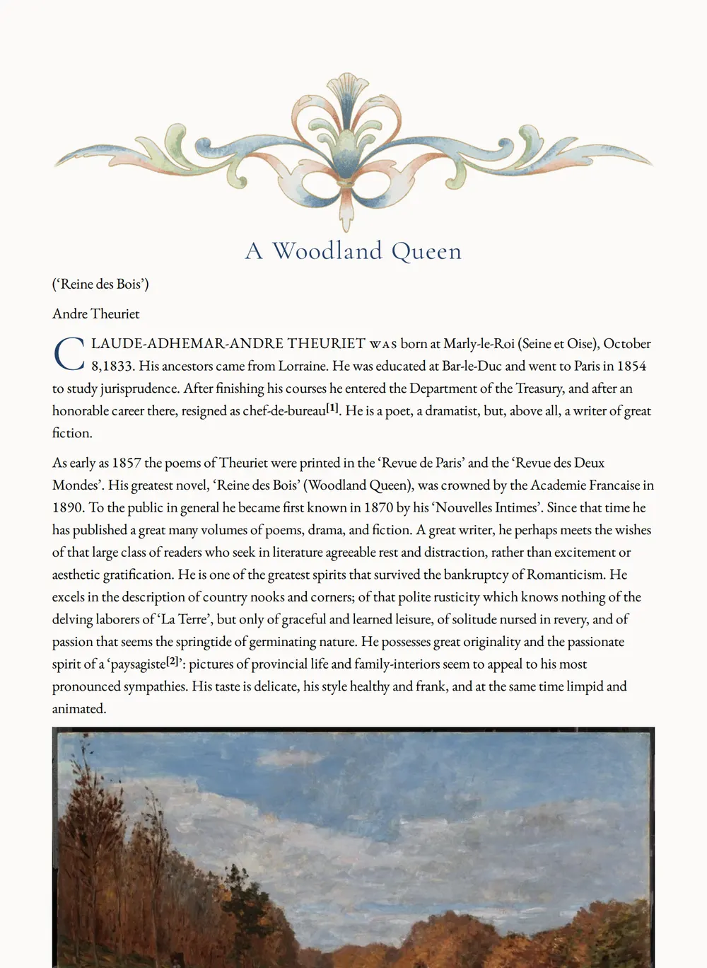 A page of A Woodland Queen as set for this edition