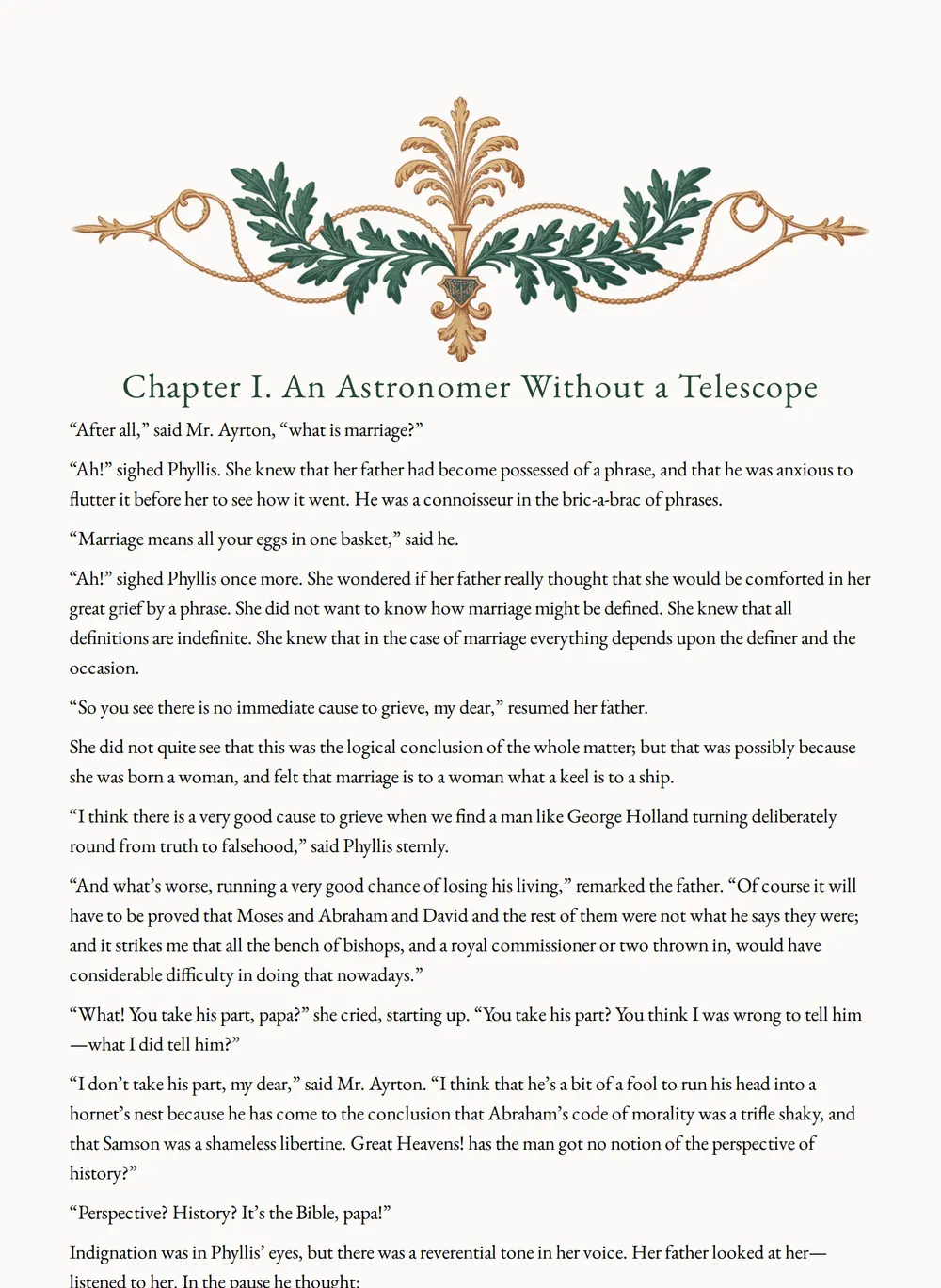 A page of Phyllis of Philistia as set for this edition