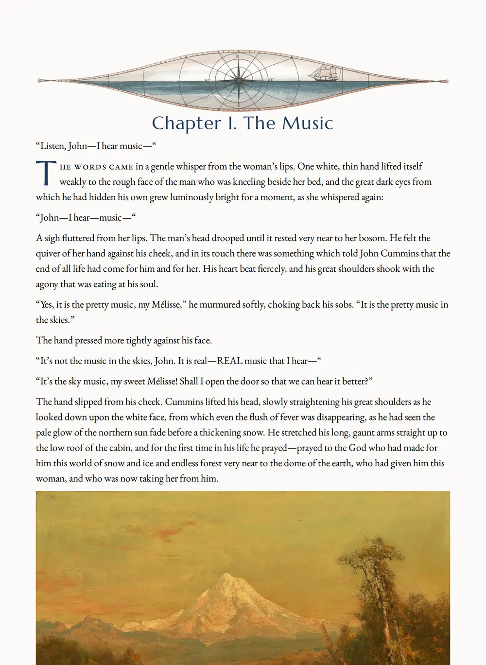 A page of The Honor of the Big Snows as set for this edition