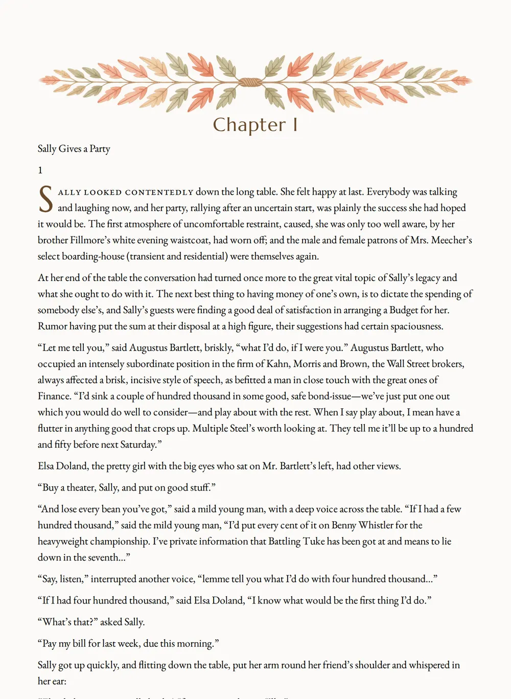 A page of The Adventures of Sally as set for this edition