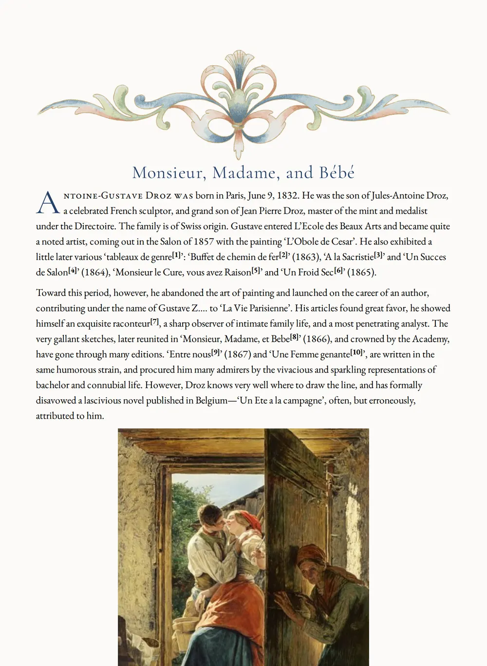 A page of Monsieur, Madame, and Bébé as set for this edition