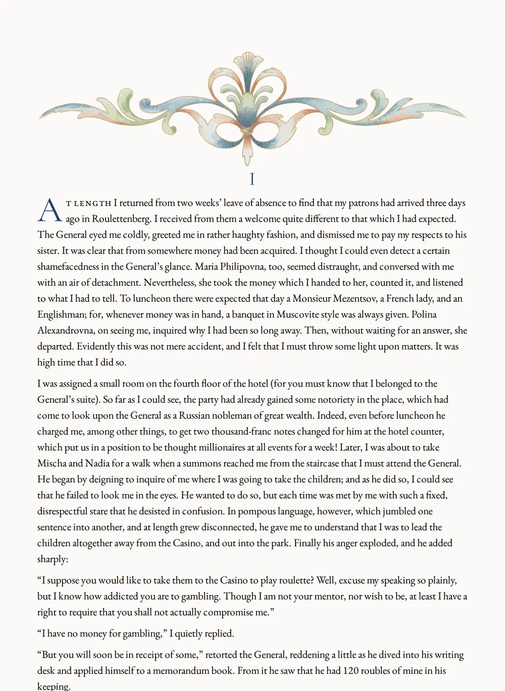 A page of The Gambler as set for this edition