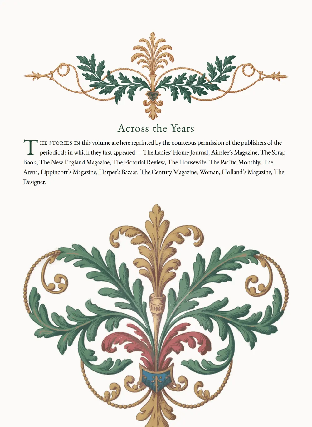 A page of Across the Years as set for this edition
