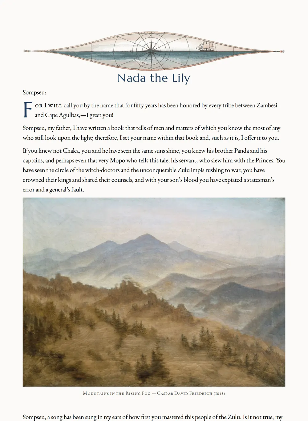 A page of Nada the Lily as set for this edition