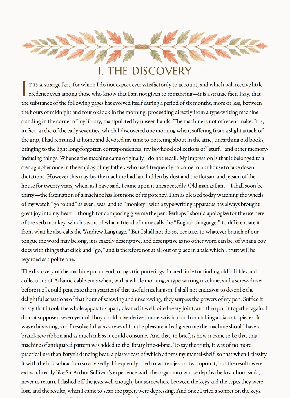 A page of The Enchanted Typewriter as set for this edition