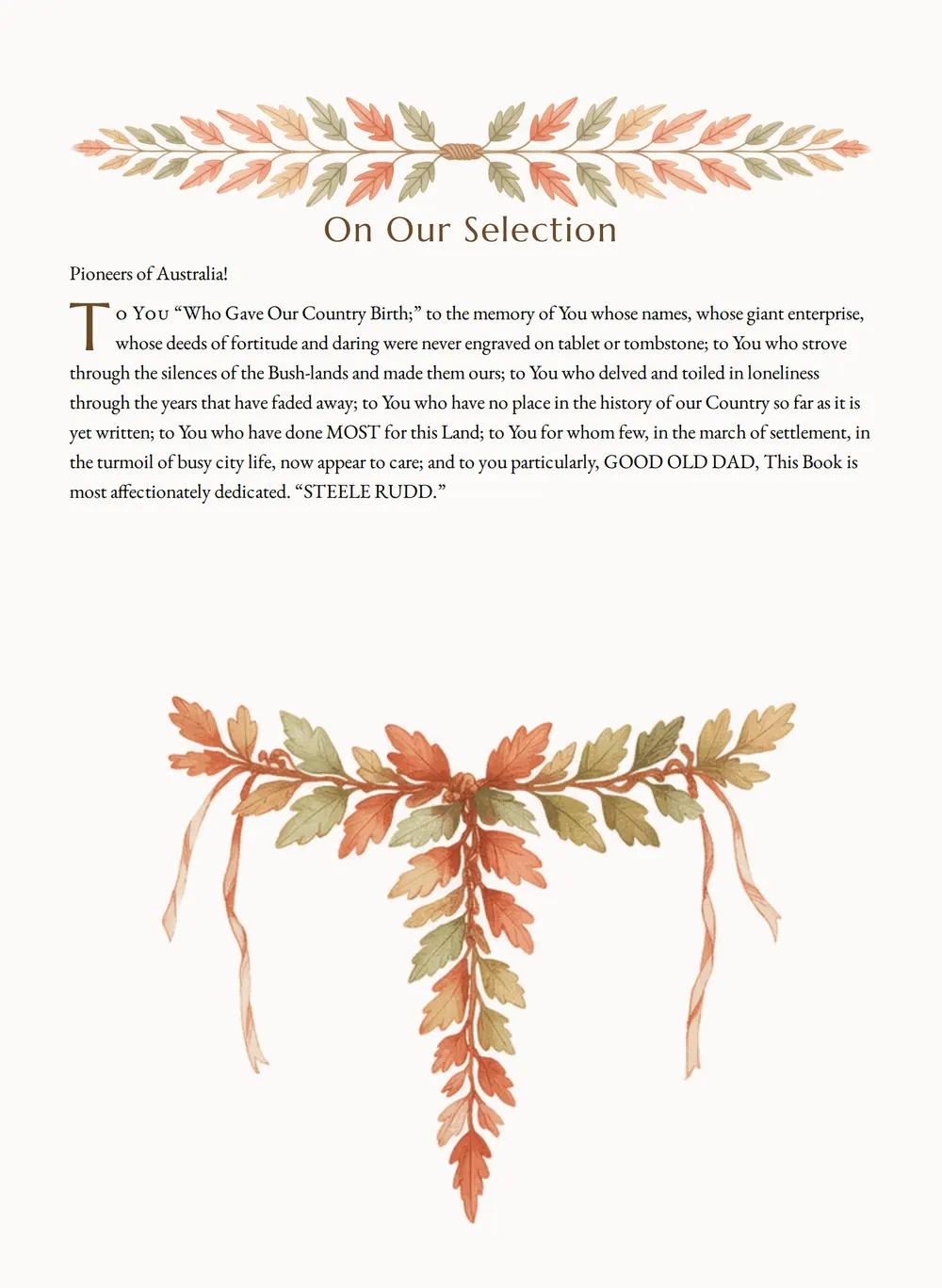 A page of On Our Selection as set for this edition