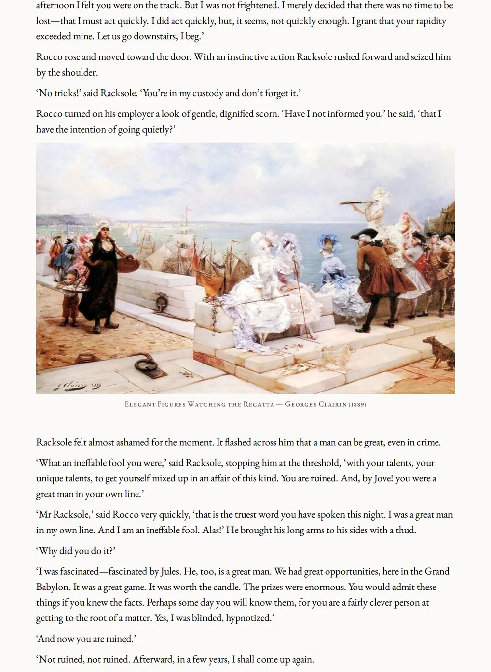 A page of The Grand Babylon Hôtel as set for this edition