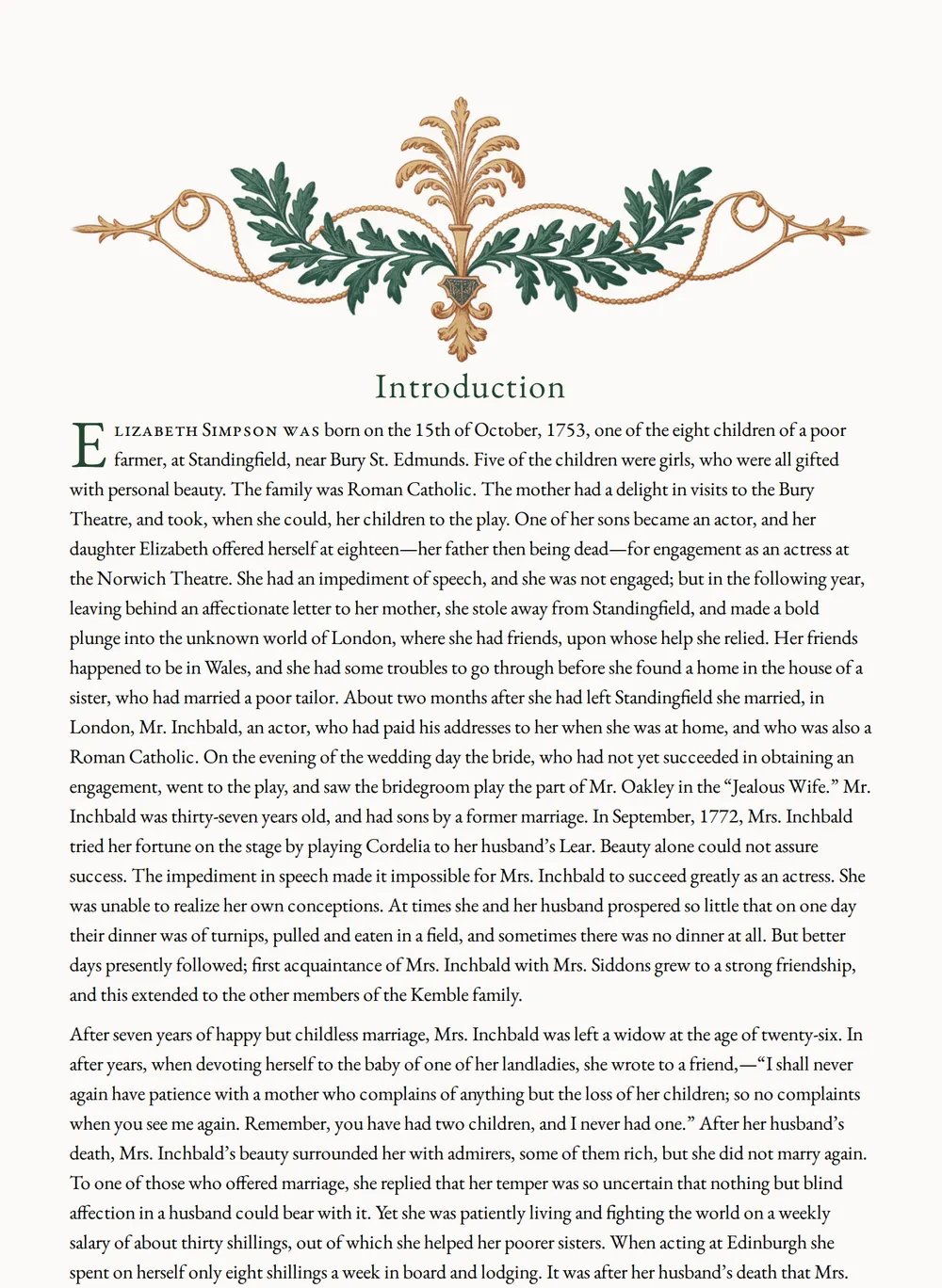 A page of Nature and Art as set for this edition