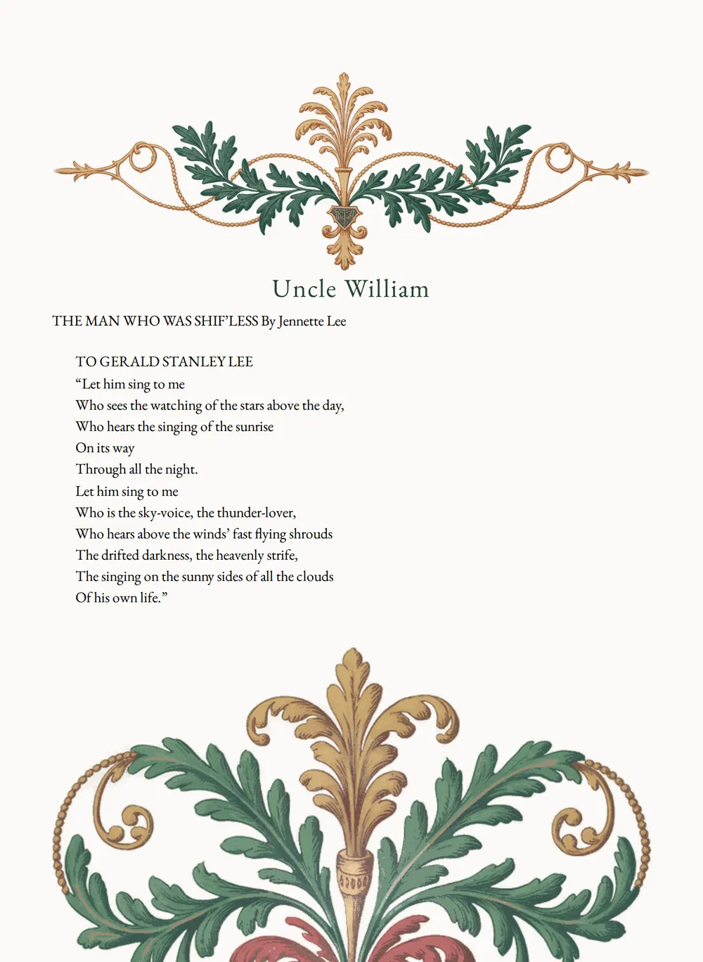 A page of Uncle William as set for this edition