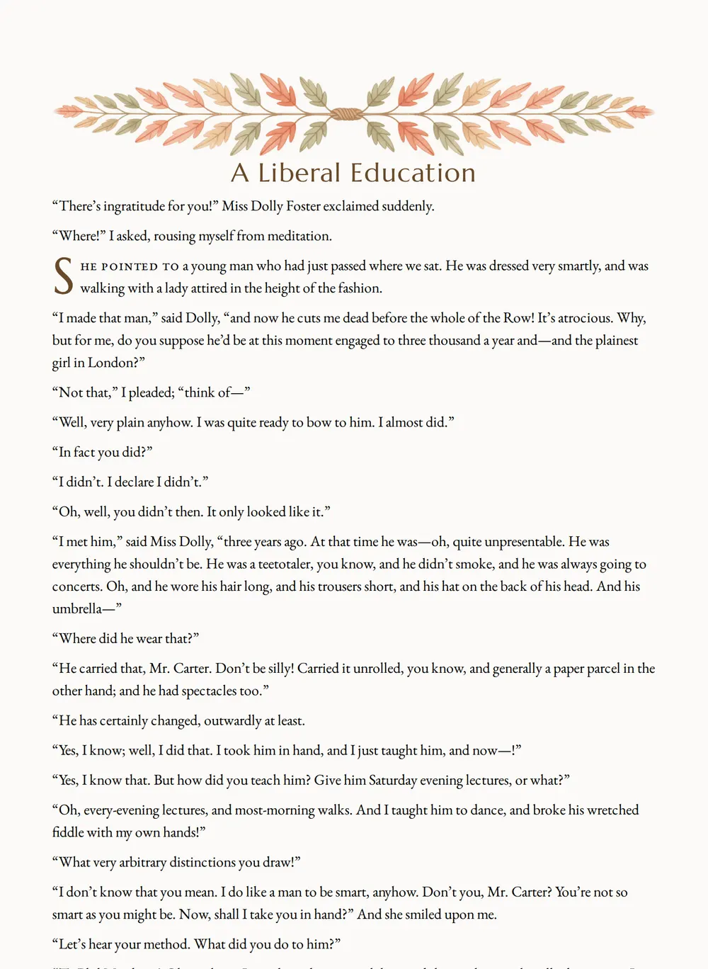 A page of The Dolly Dialogues as set for this edition