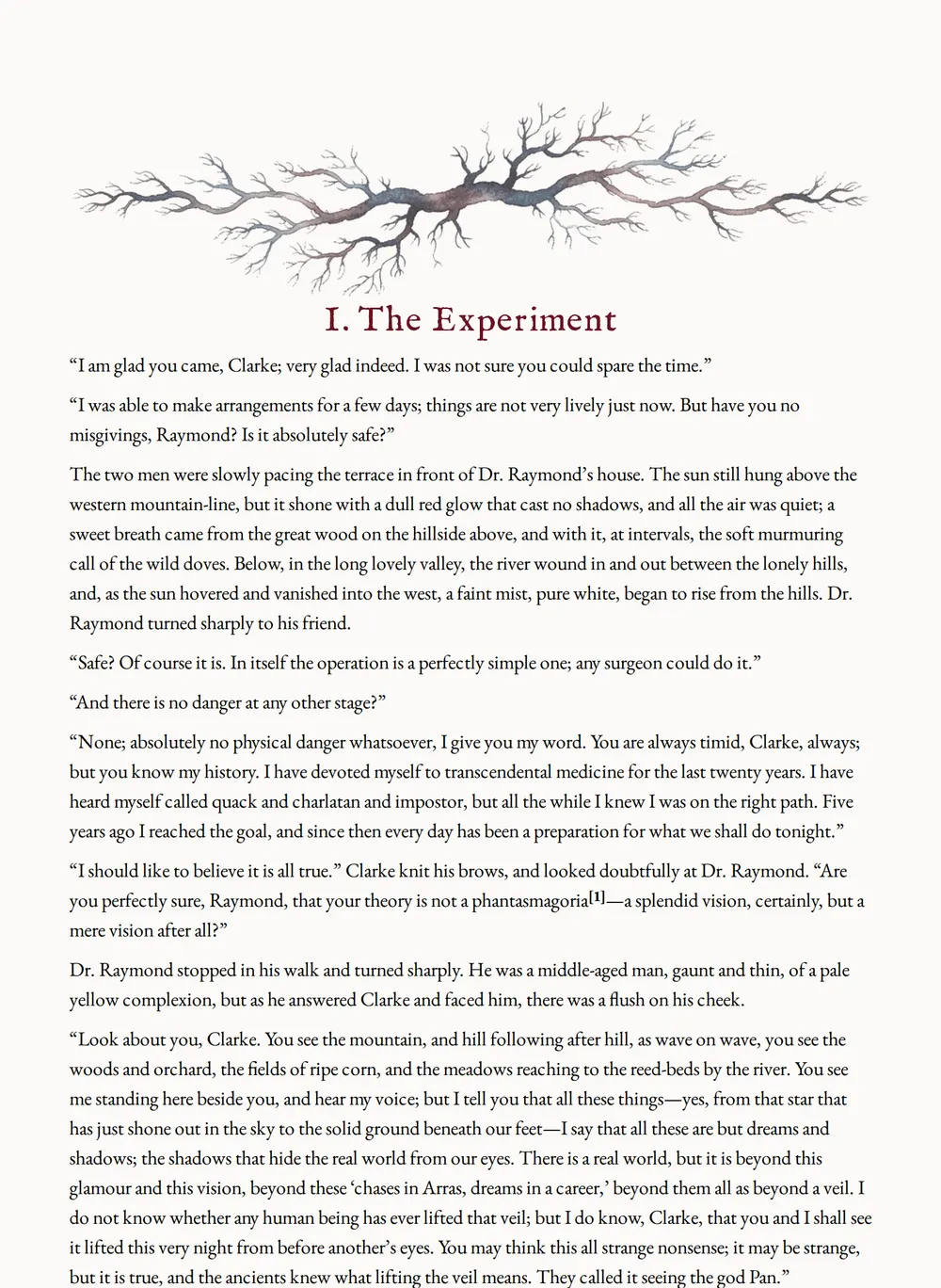A page of The Great God Pan as set for this edition