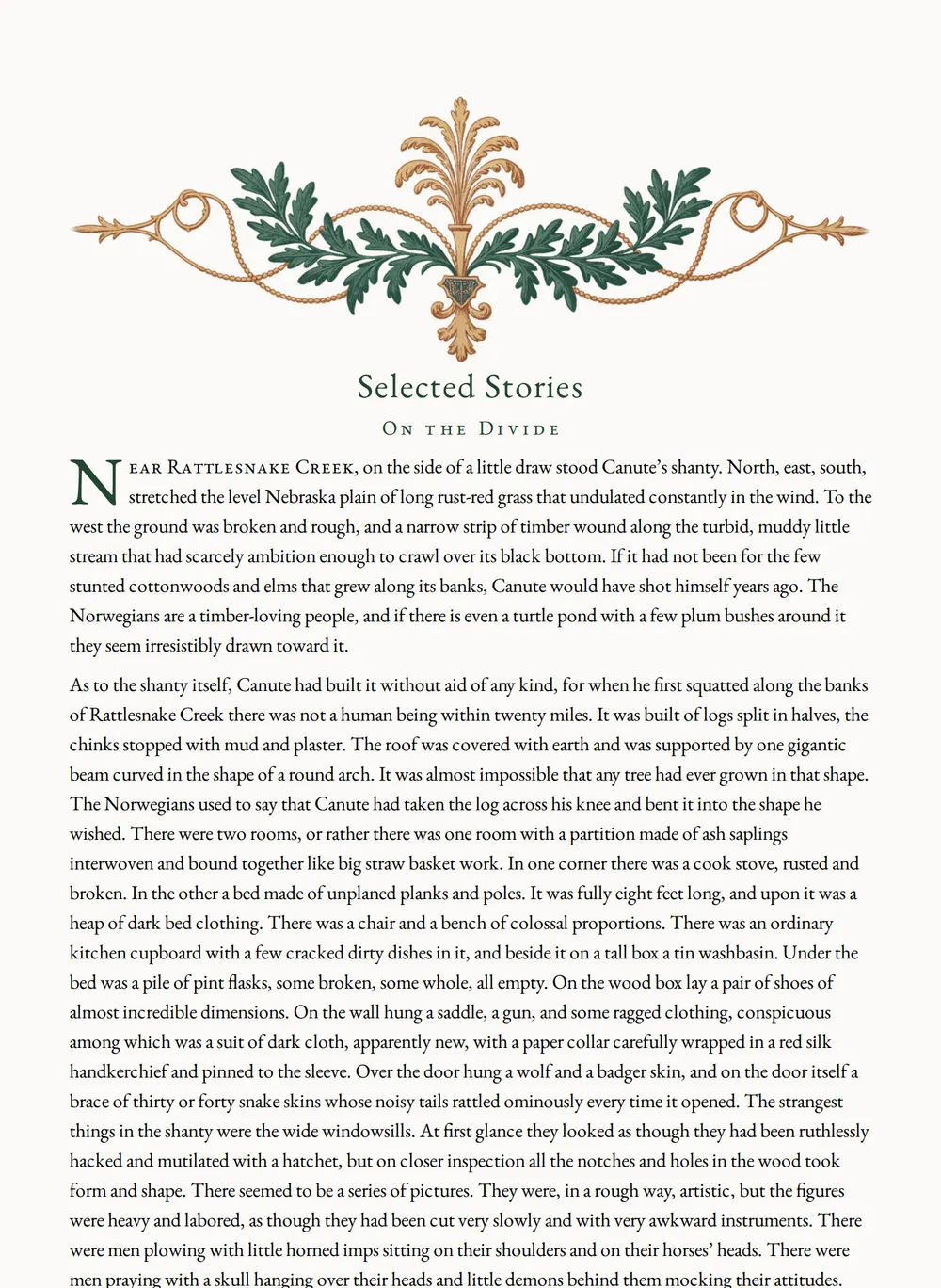 A page of The Troll Garden, and Selected Stories as set for this edition