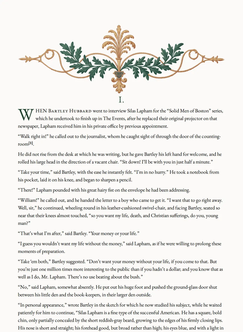 A page of The Rise of Silas Lapham as set for this edition