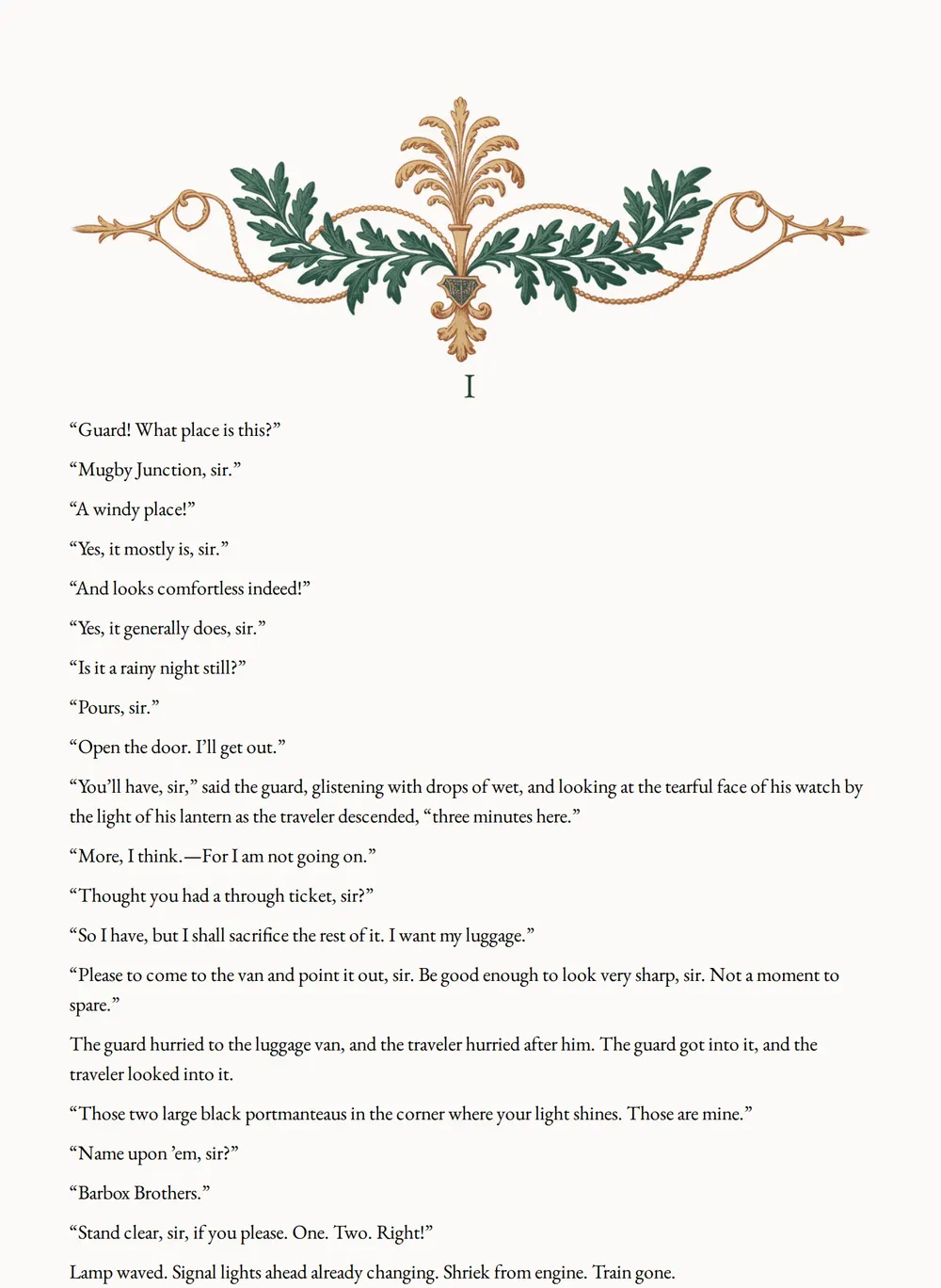 A page of Mugby Junction as set for this edition