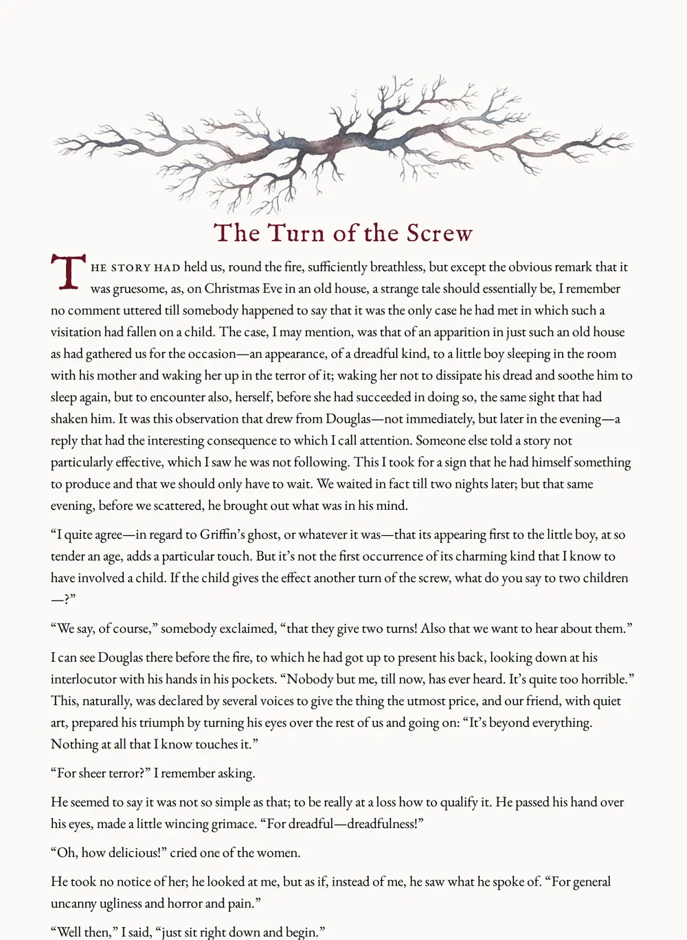 A page of The Turn of the Screw as set for this edition