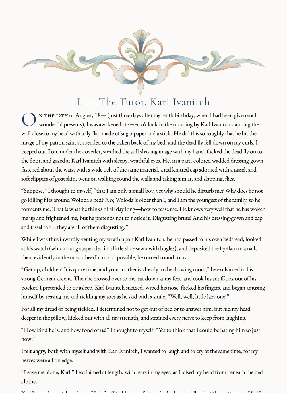 A page of Childhood as set for this edition