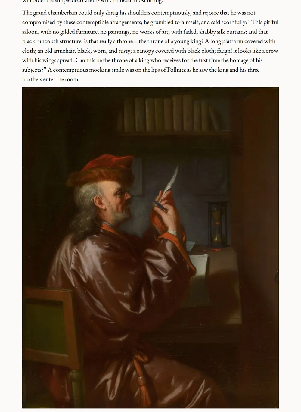A page of Frederick the Great and His Court as set for this edition