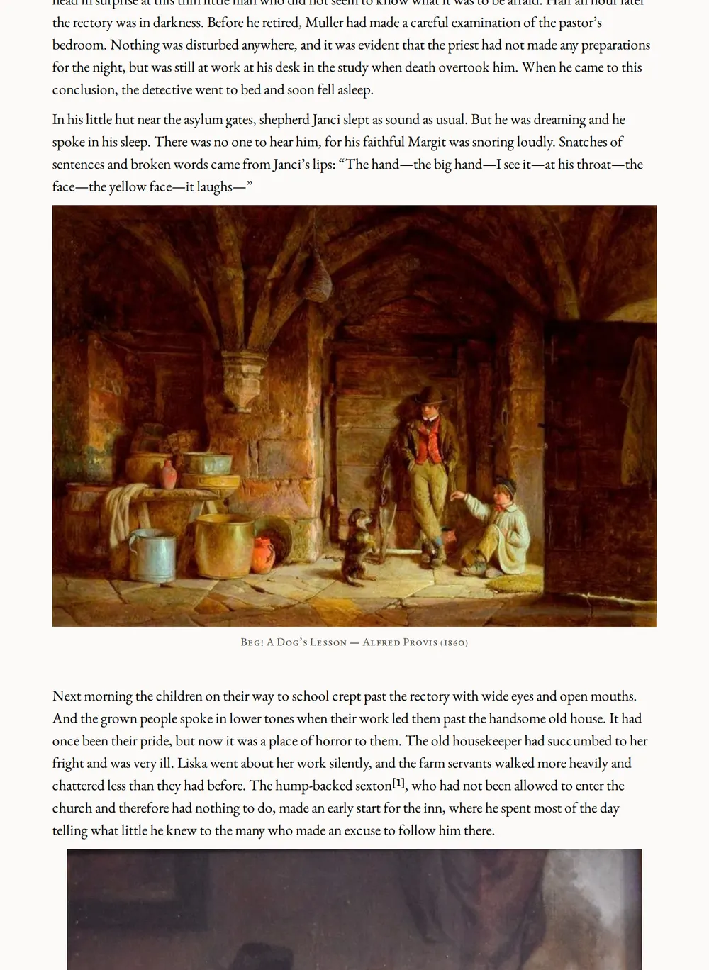 A page of The Case of the Pool of Blood in the Pastor's Study as set for this edition