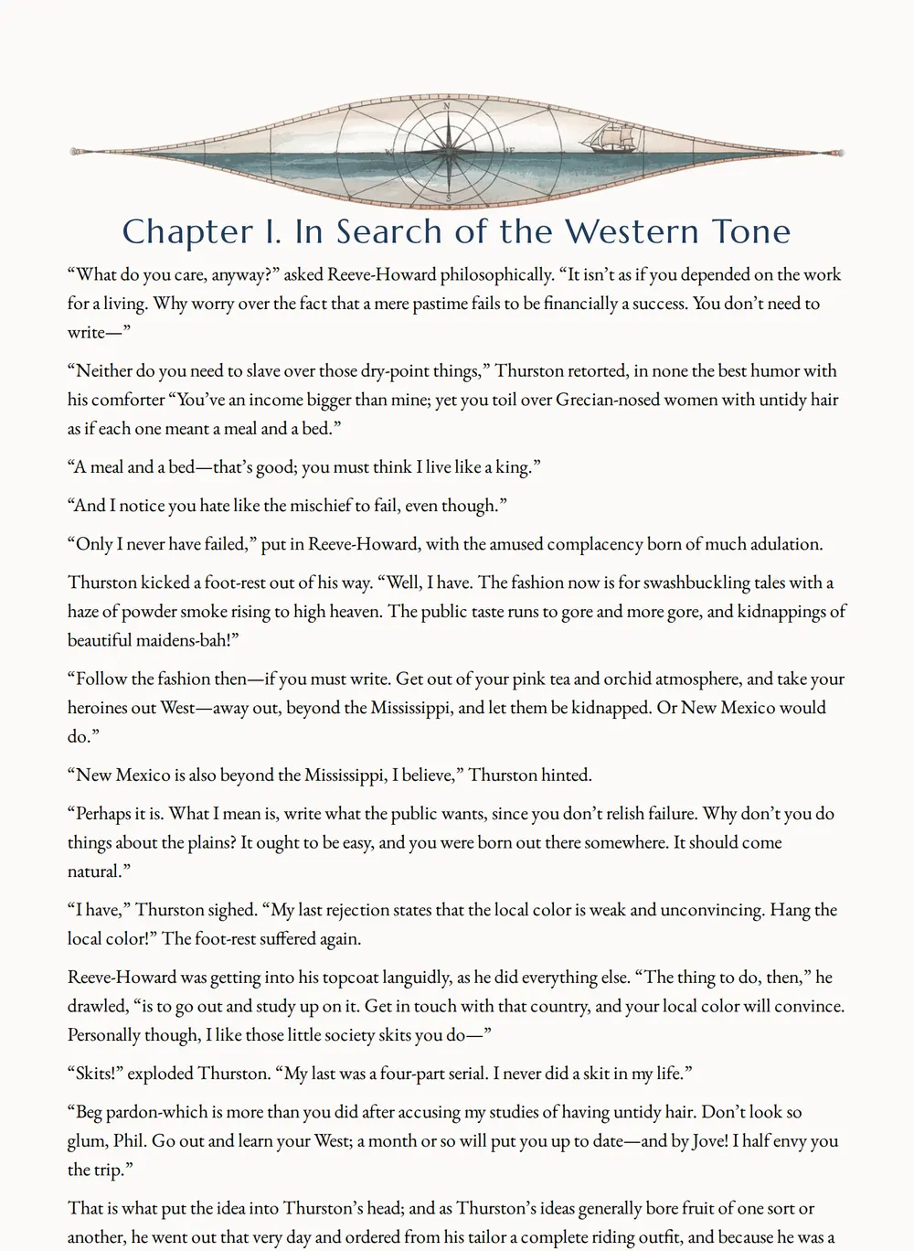 A page of The Lure of the Dim Trails as set for this edition