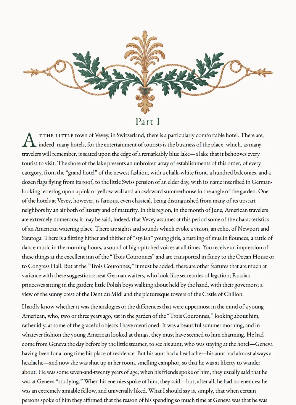A page of Daisy Miller as set for this edition