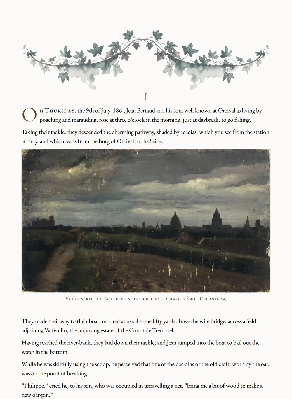 A page of The Mystery of Orcival as set for this edition