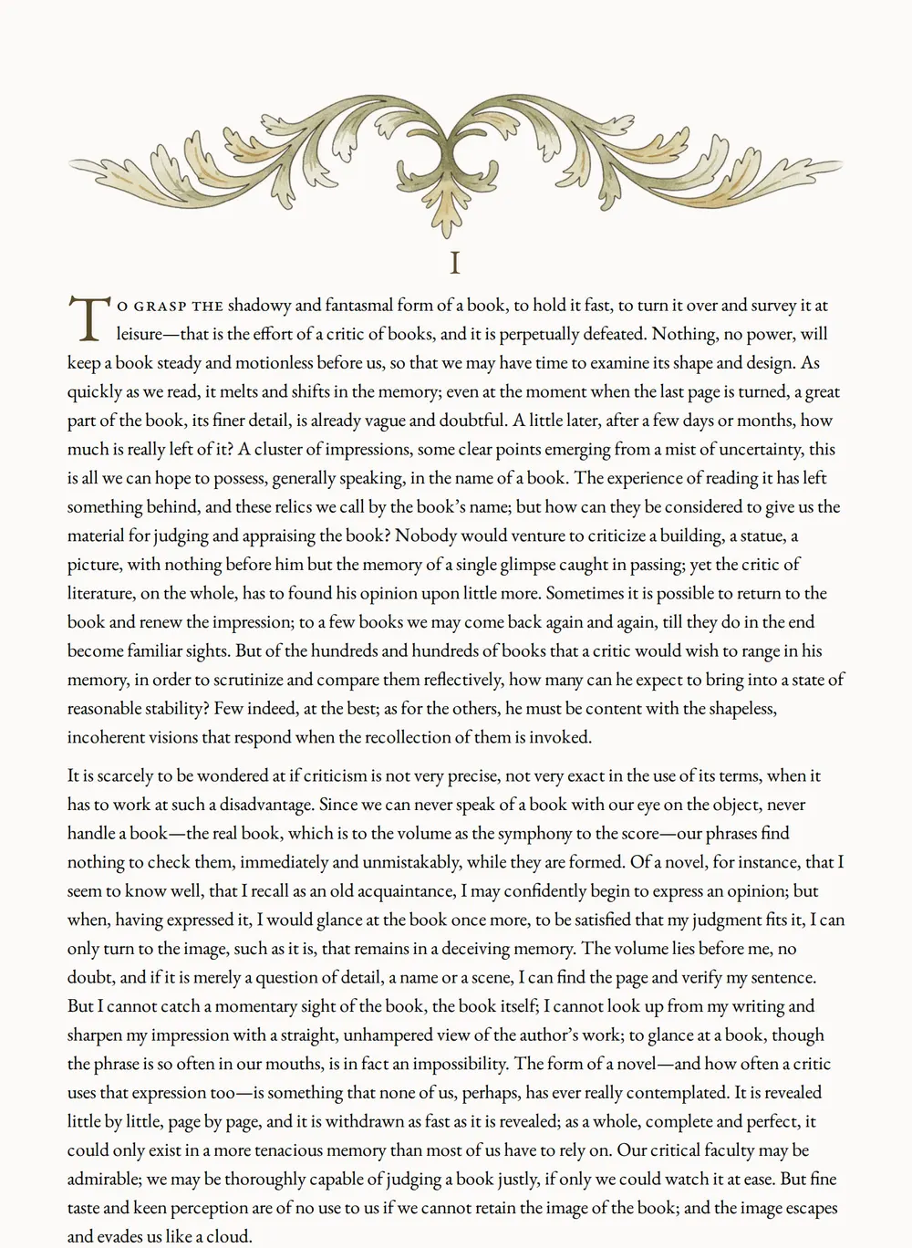 A page of The Craft of Fiction as set for this edition