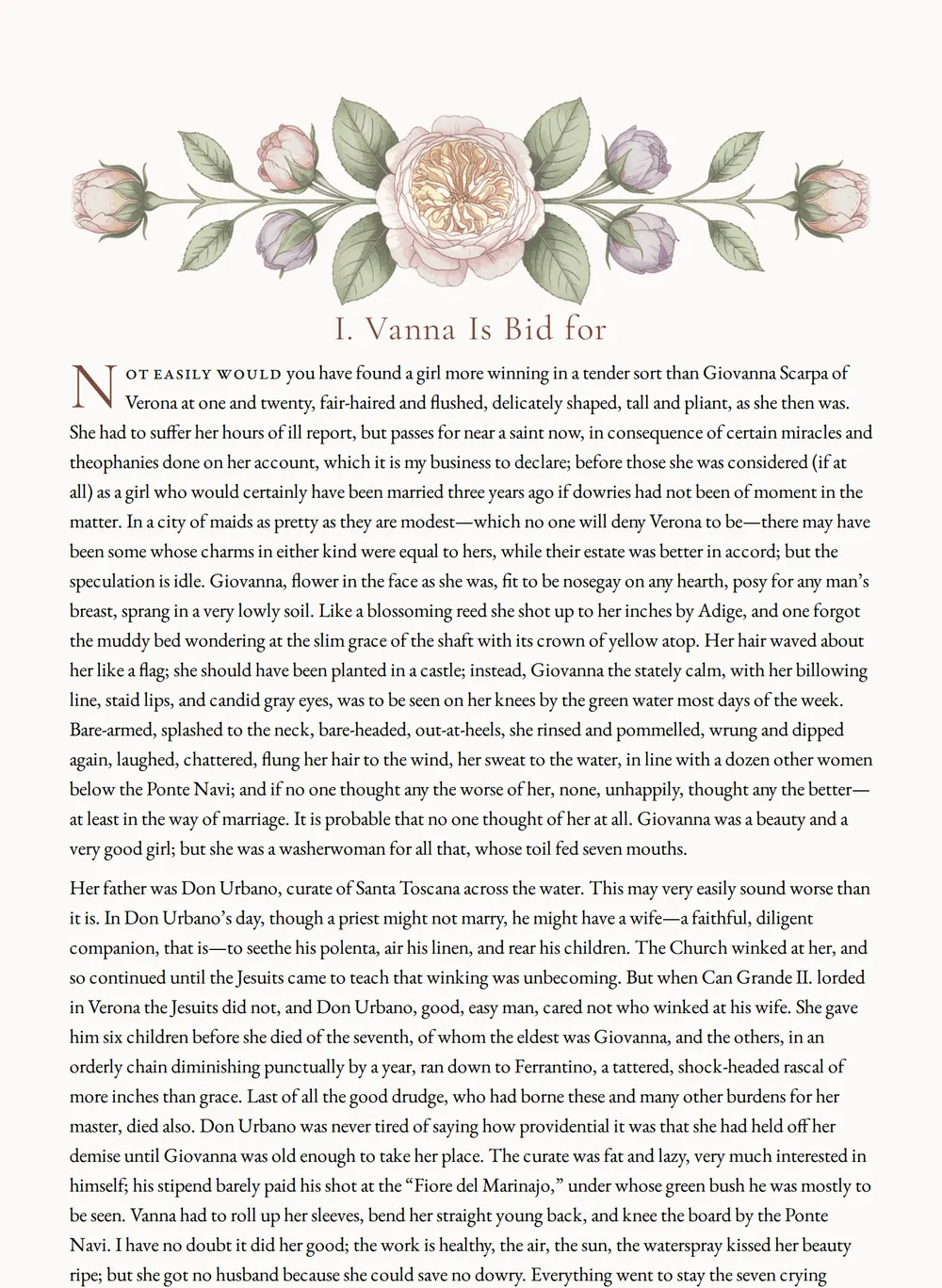 A page of Little Novels of Italy as set for this edition