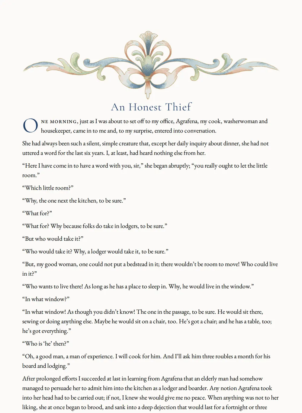 A page of Short Stories as set for this edition