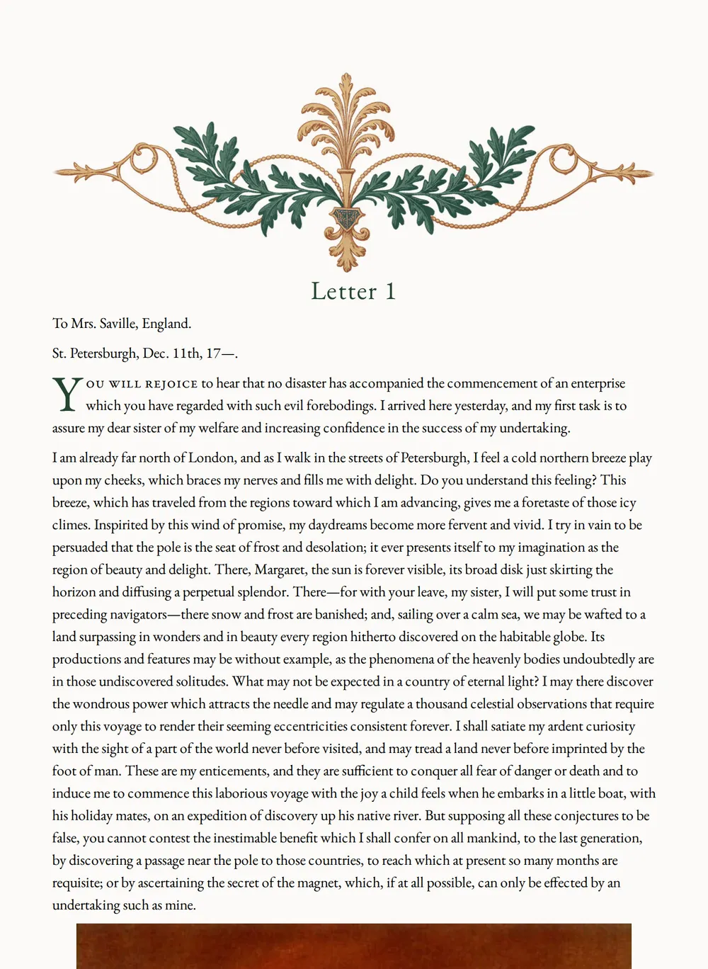 A page of Frankenstein as set for this edition