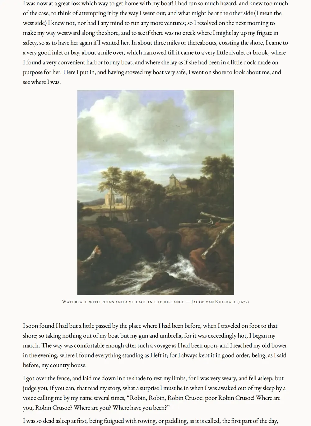 A page of The Life and Adventures of Robinson Crusoe as set for this edition