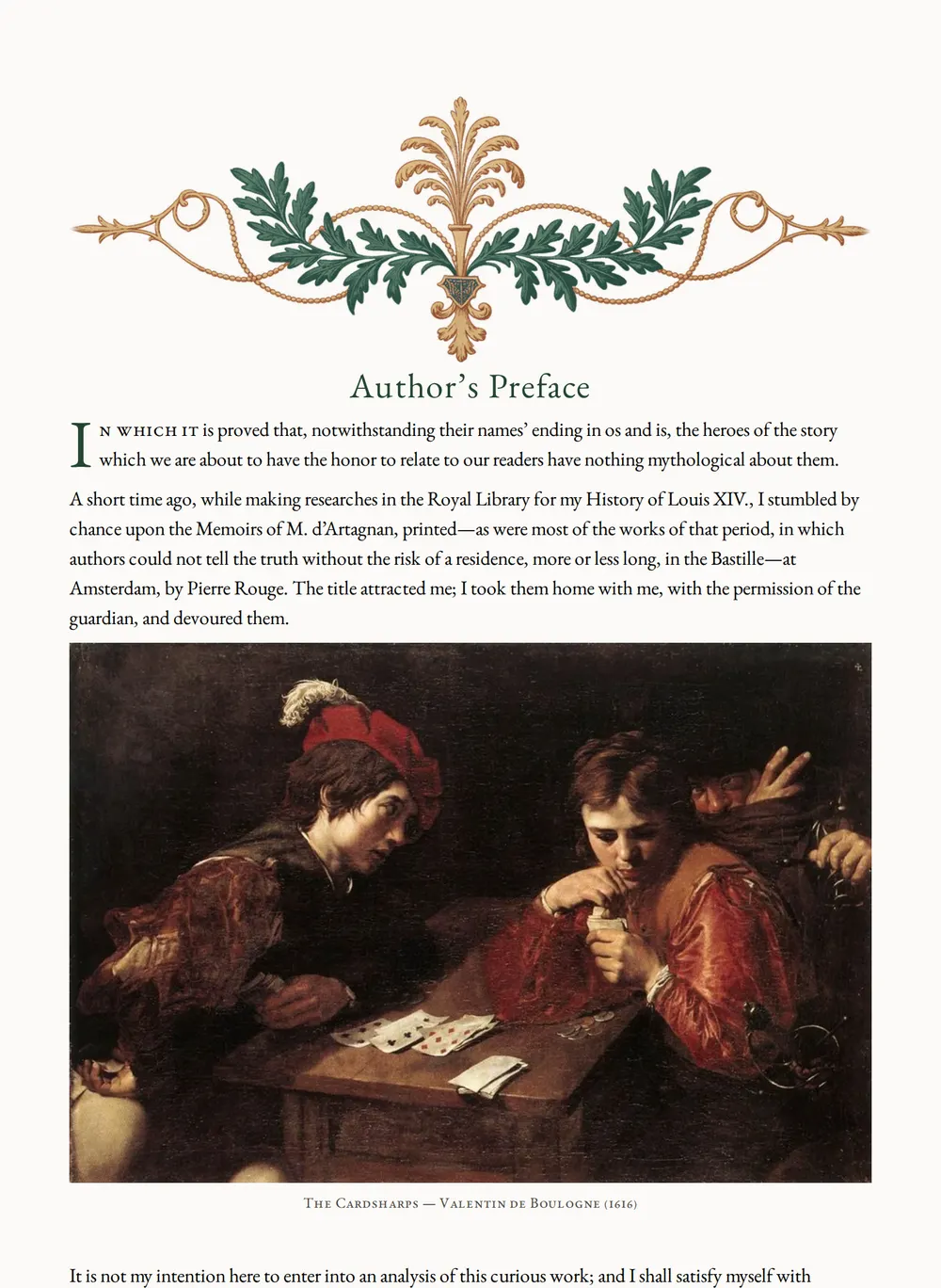 A page of The Three Musketeers as set for this edition