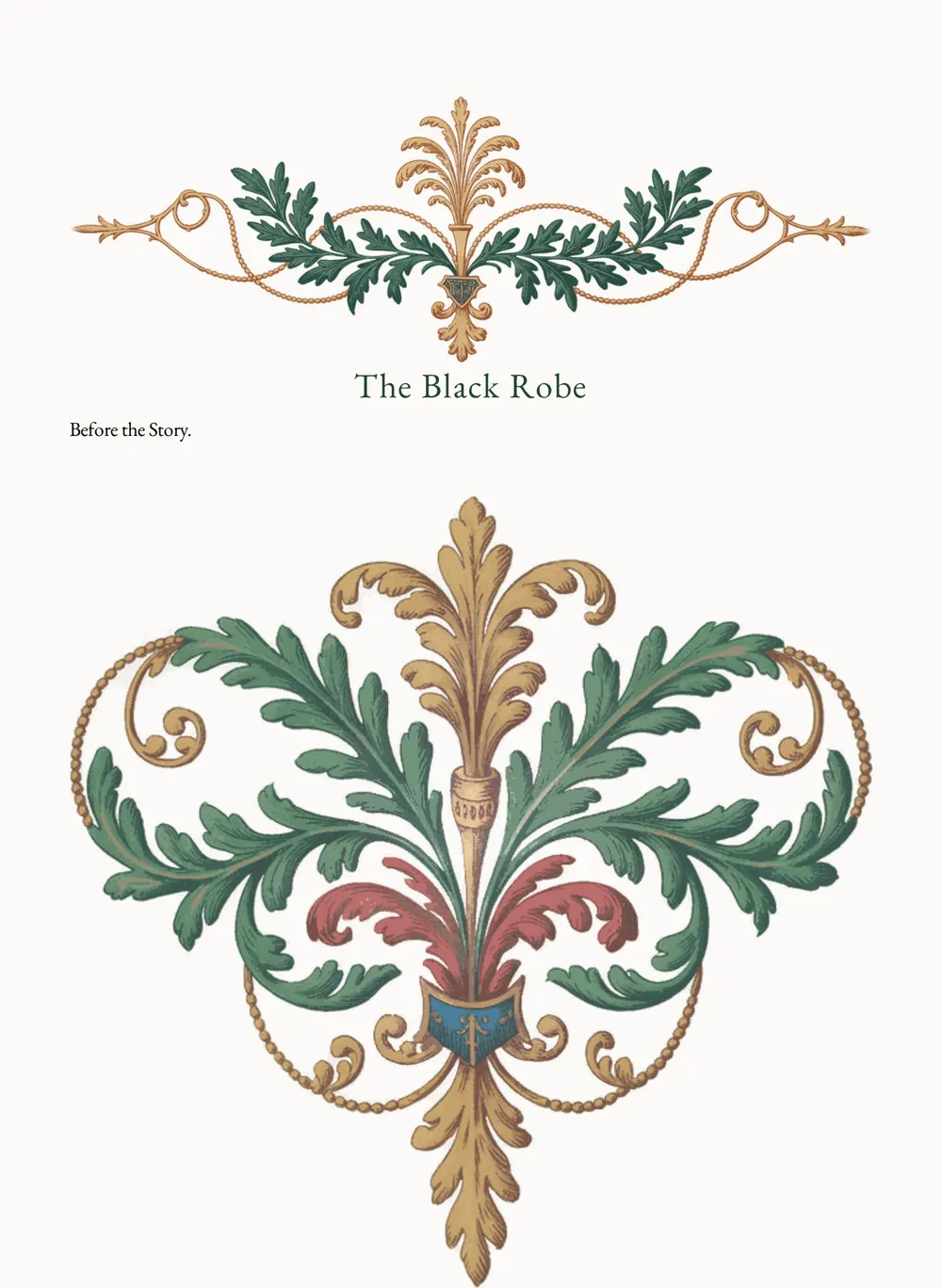 A page of The Black Robe as set for this edition