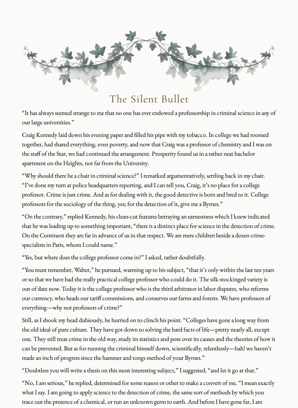 A page of The Silent Bullet as set for this edition