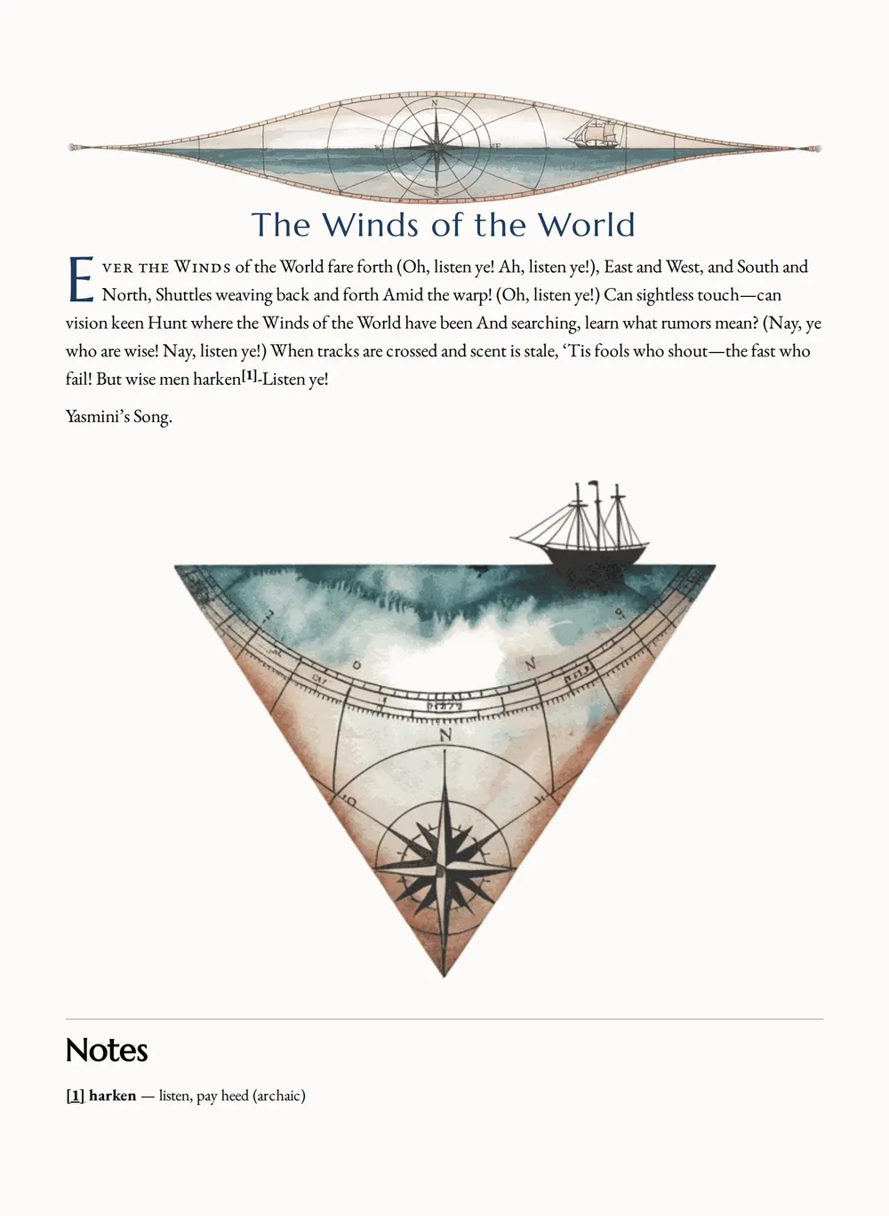 A page of The Winds of the World as set for this edition