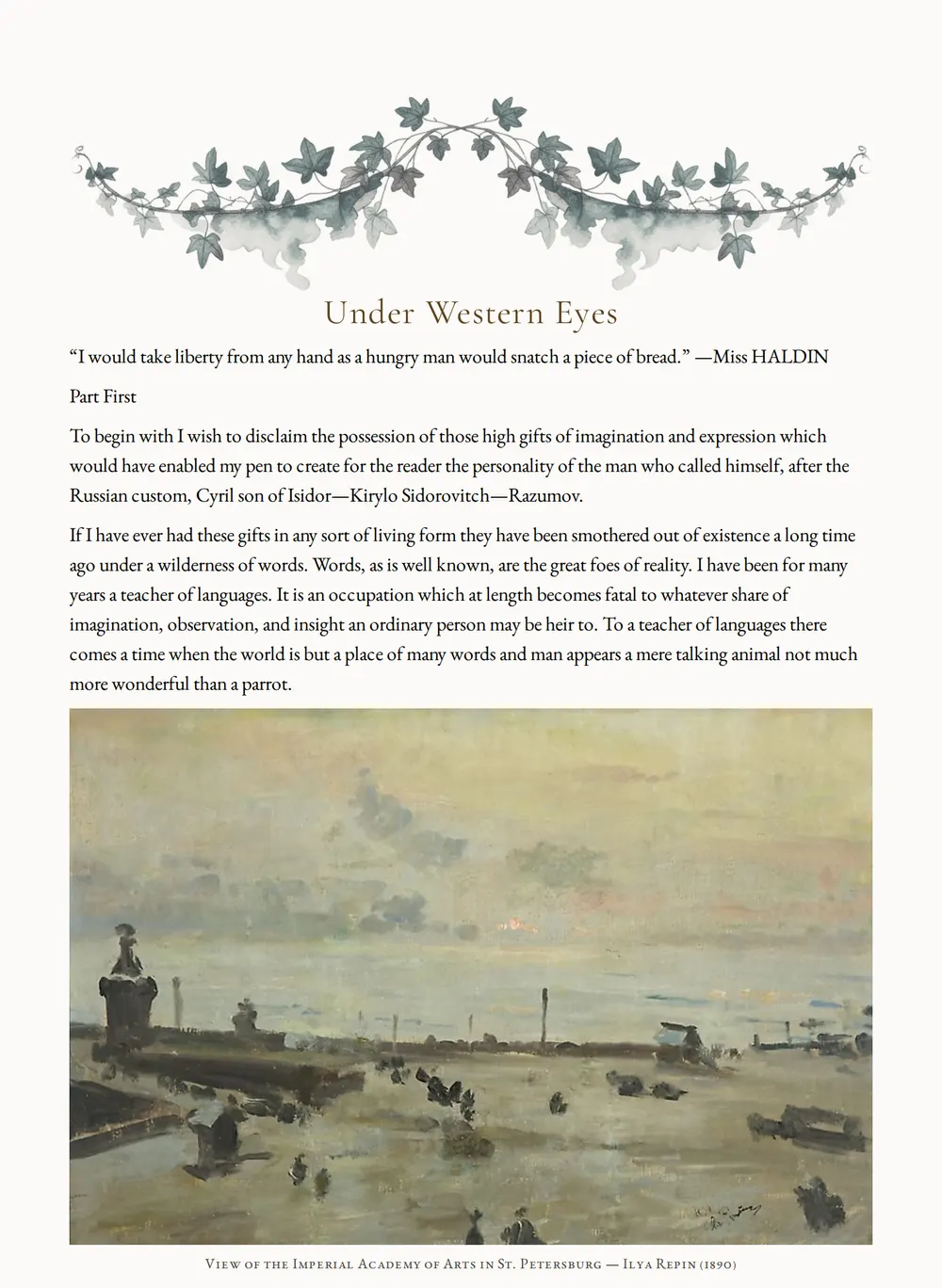 A page of Under Western Eyes as set for this edition