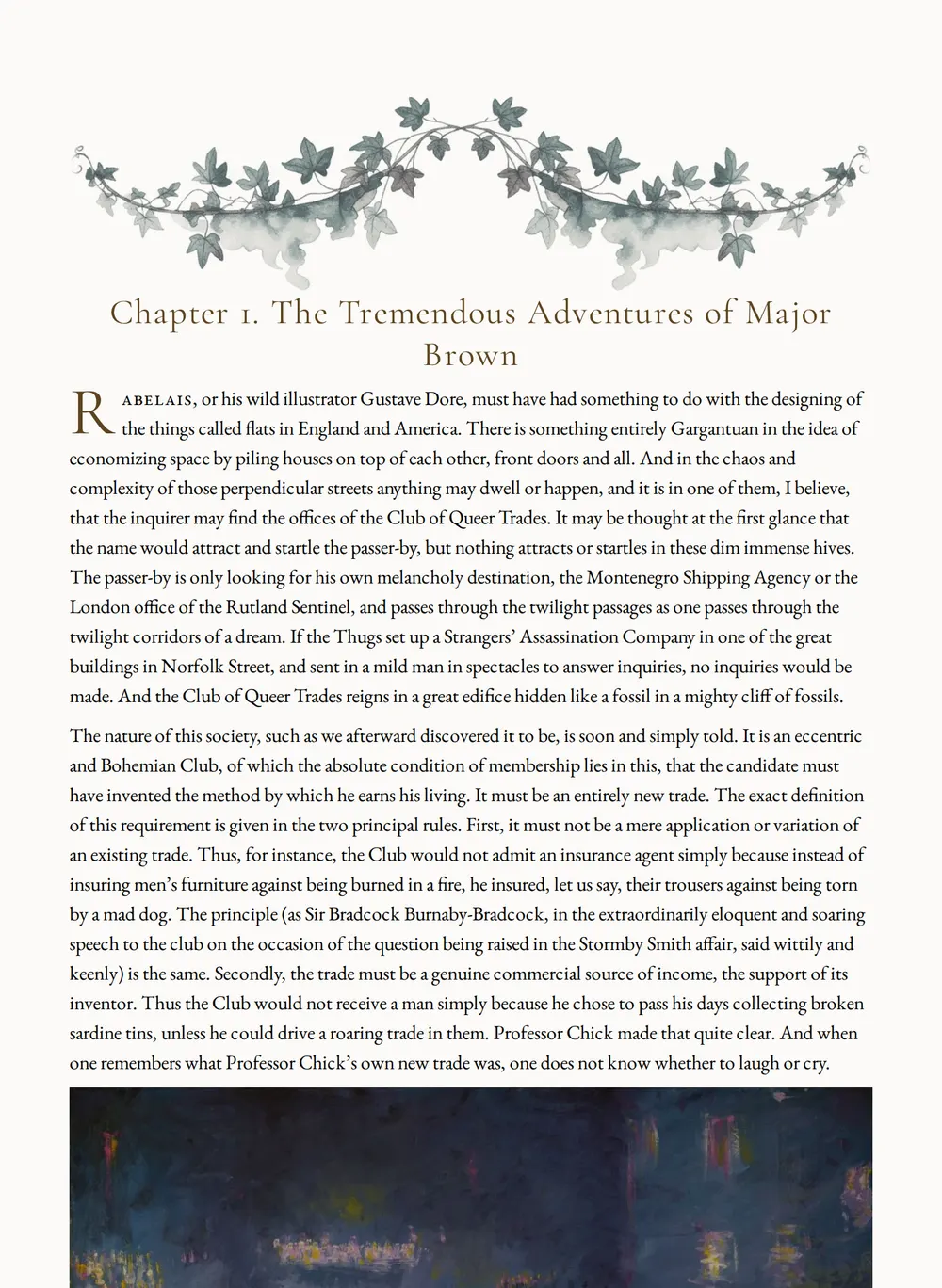 A page of The Club of Queer Trades as set for this edition