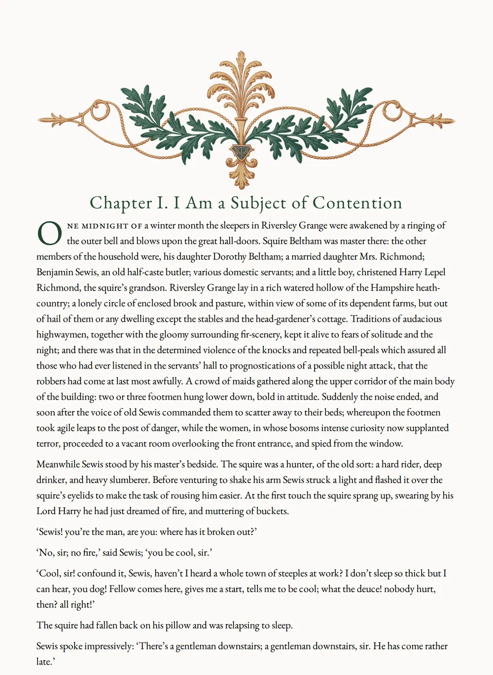 A page of The Adventures of Harry Richmond as set for this edition