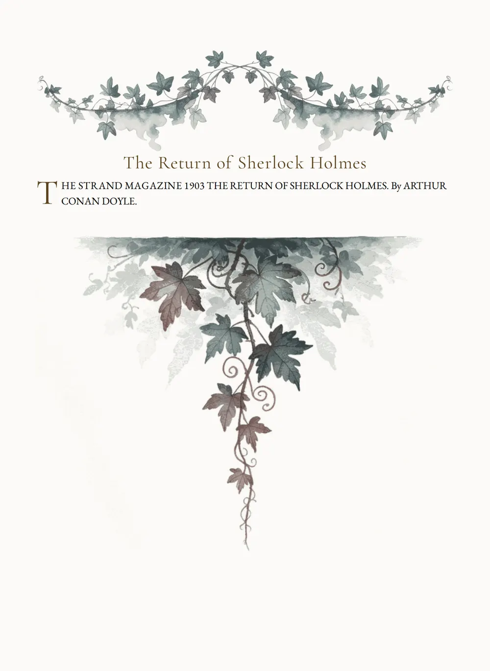 A page of The Return of Sherlock Holmes as set for this edition
