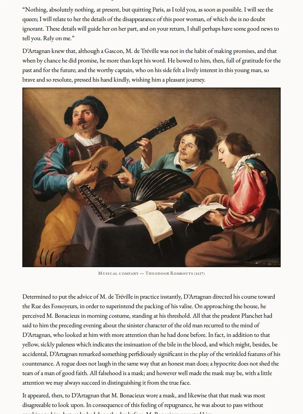 A page of The Three Musketeers as set for this edition