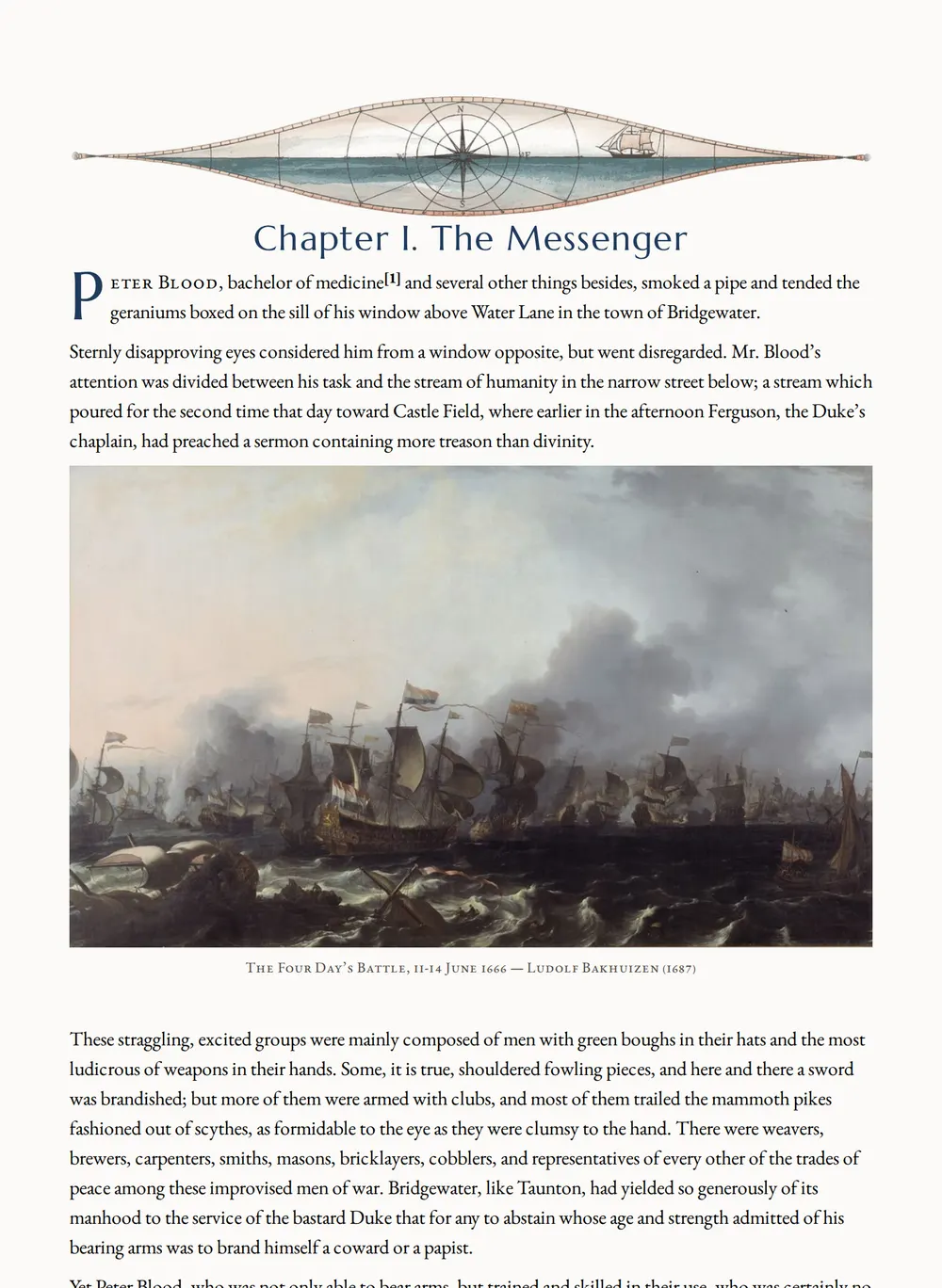 A page of Captain Blood as set for this edition