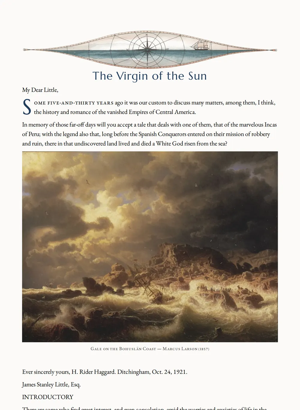 A page of The Virgin of the Sun as set for this edition