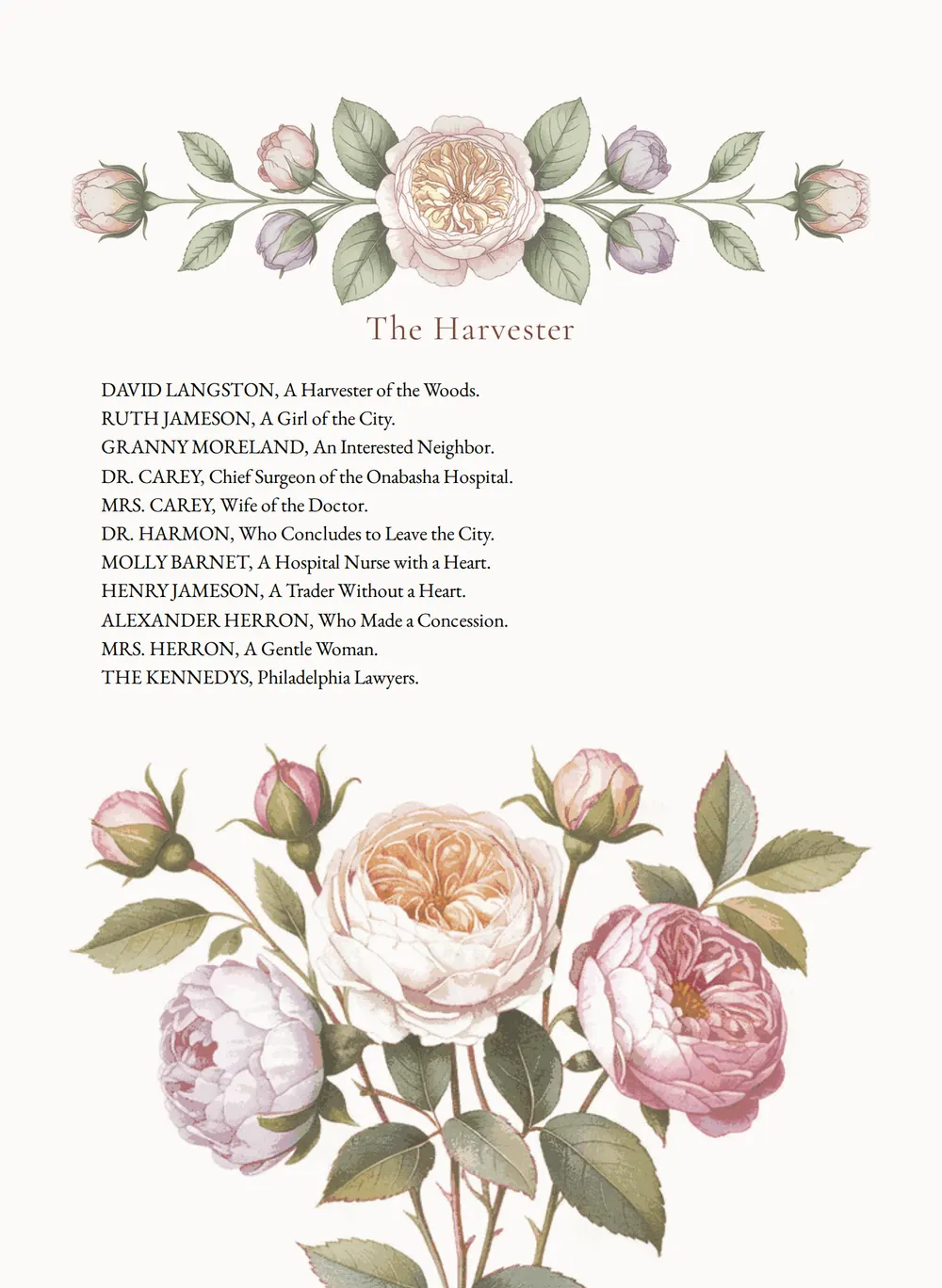 A page of The Harvester as set for this edition