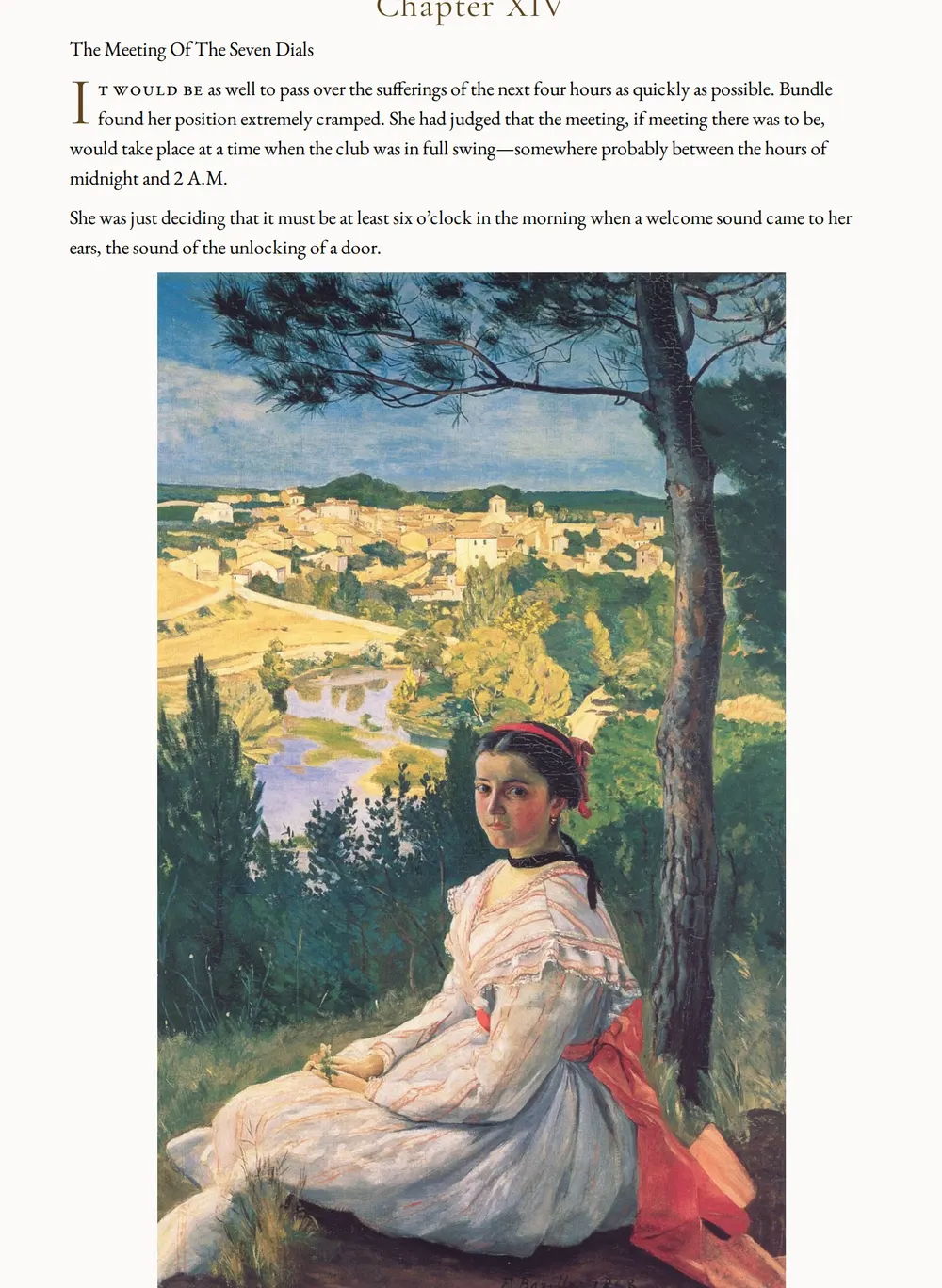 A page of The Seven Dials Mystery as set for this edition