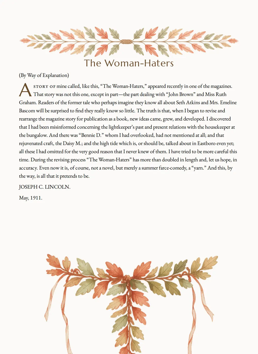 A page of The Woman-Haters as set for this edition