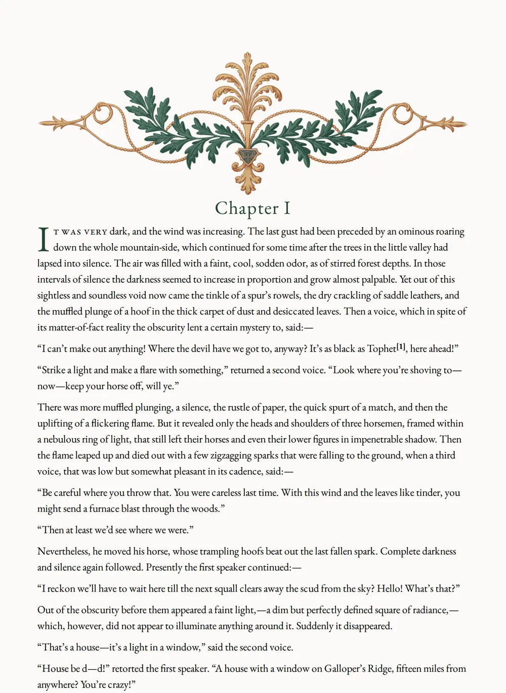 A page of In a Hollow of the Hills as set for this edition